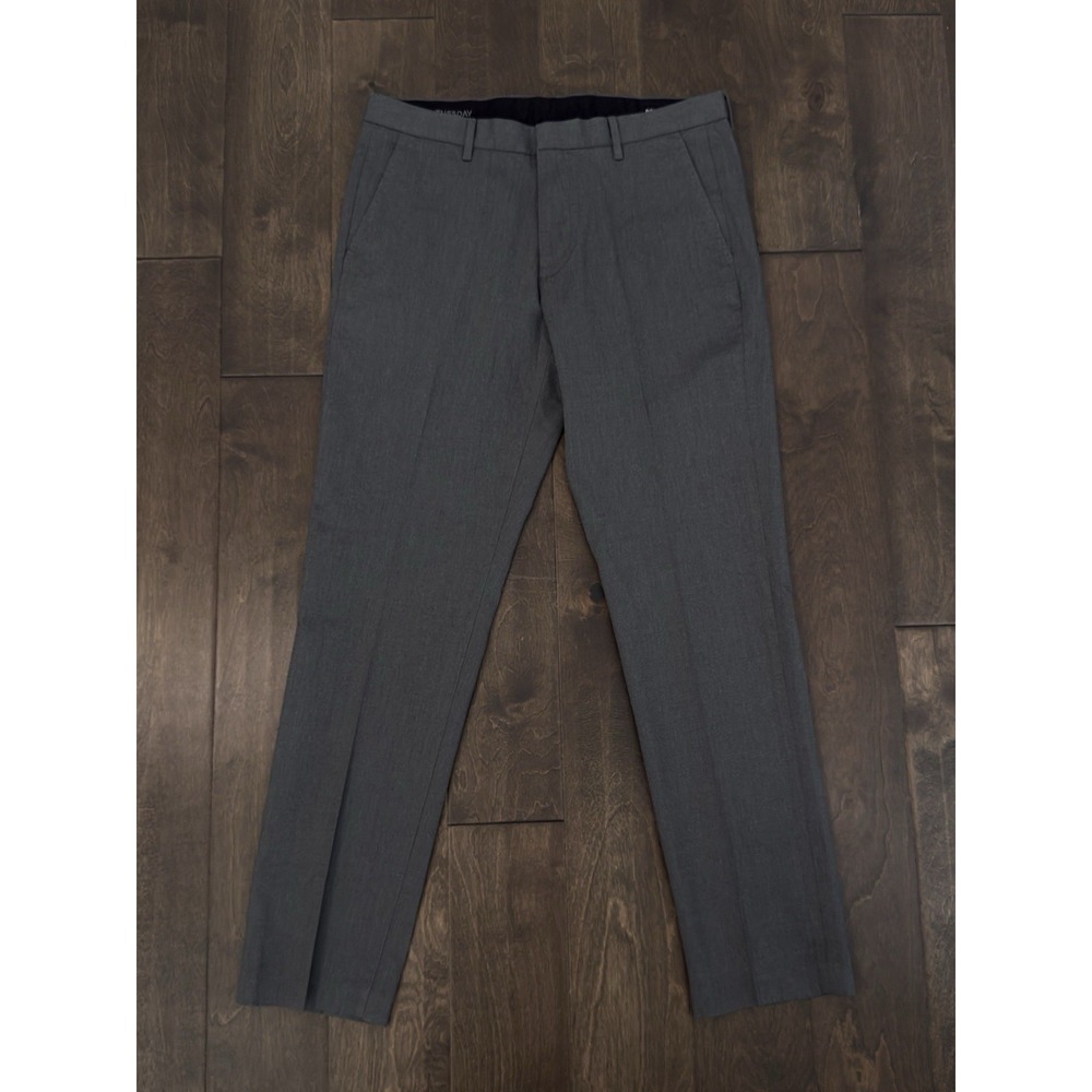 Bonobos Mens Grey Flat Front Tuesday Dress Pant Size 33X32 Slash Pockets Stretch